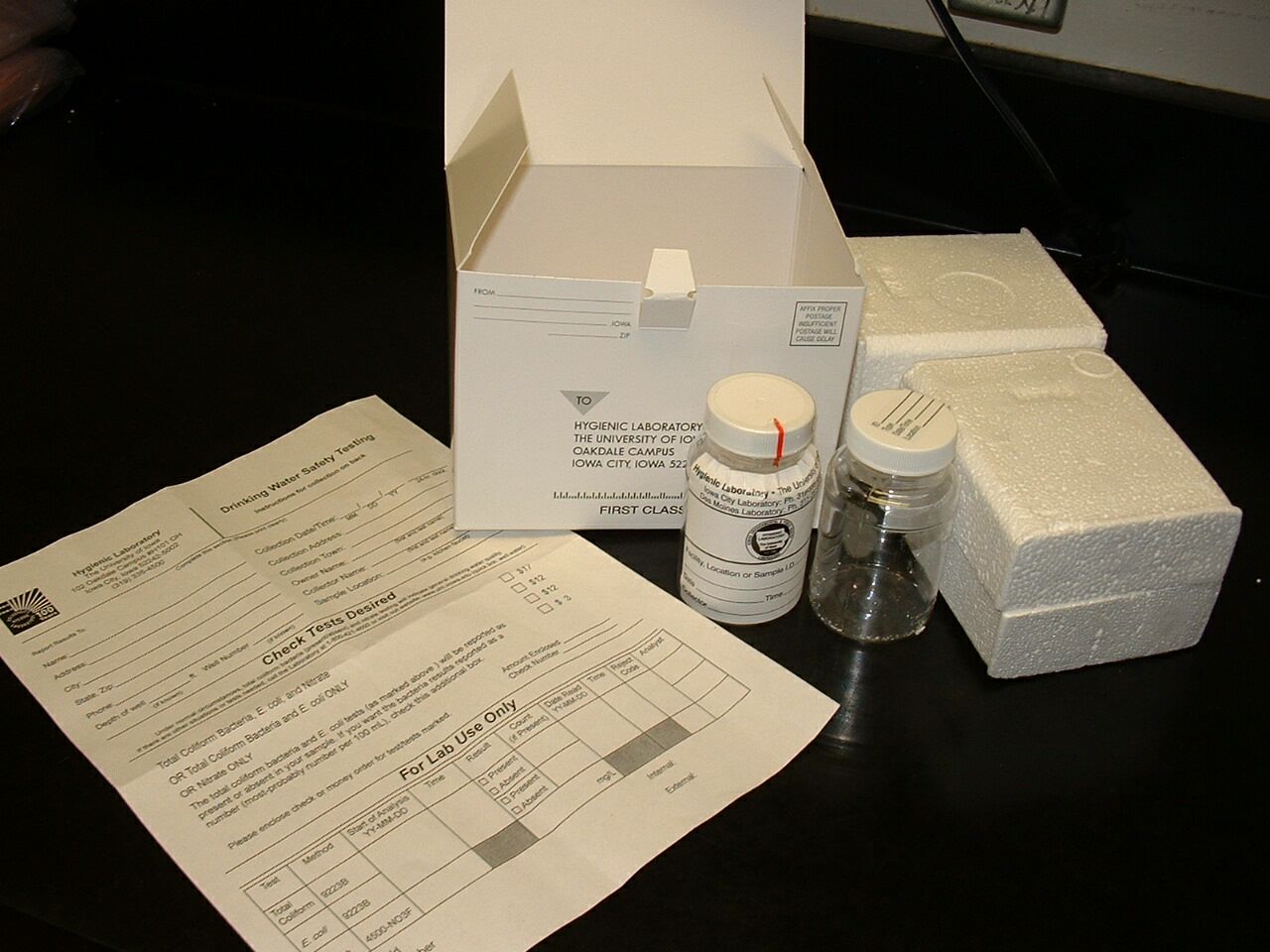 Image of what comes in an SHL well water test kit